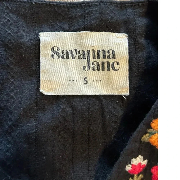 Savanna Jane Floral Embroidered Blouse Size Small Leopard Flowy Short Sleeve - Picture 7 of 9